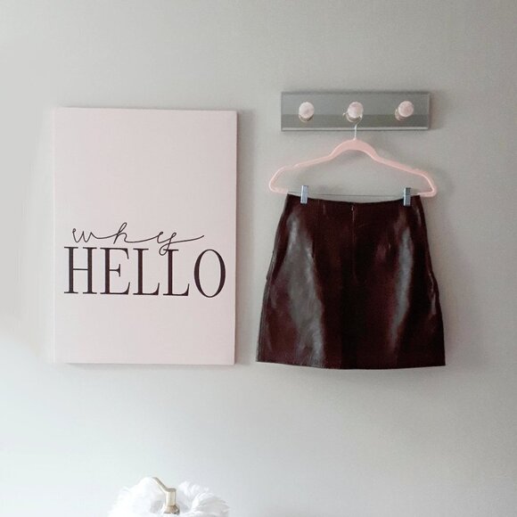 NWOT Sandro brown leather ruffle accent mini skirt, M - Picture 14 of 14